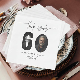 Look Who’s 60 Custom Photo Birthday Party Napkins Servet