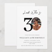 Look Who's 30 Birthday Modern Simple Photo  Kaart (Voorkant / Achterkant)