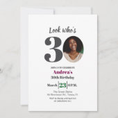 Look who's 30! Birthday Party Photo Kaart (Voorkant)