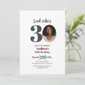 Look who's 30! Birthday Party Photo Kaart (Staand voorkant)