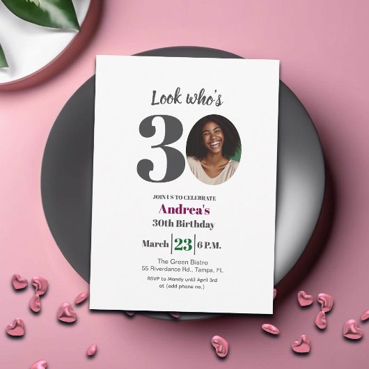 Look who's 30! Birthday Party Photo Kaart