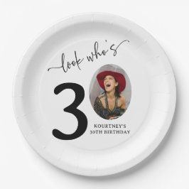 Look Who's 30! Modern Photo 30th Birthday Papieren Bordje