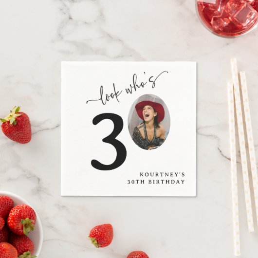 Look Who's 30! Modern Photo 30th Birthday Servet (Insitu)