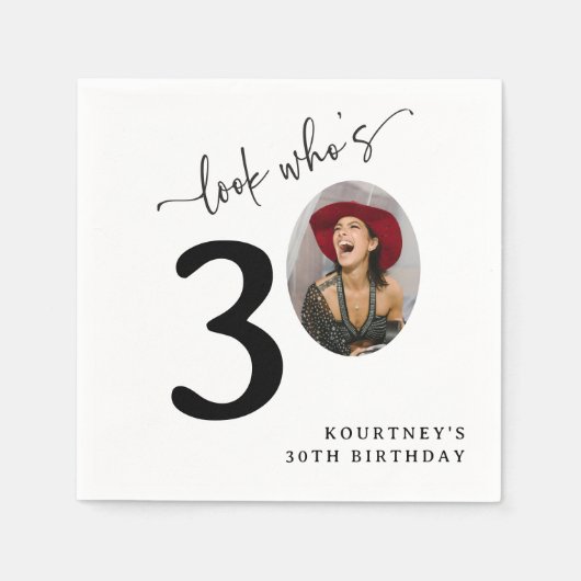 Look Who's 30! Modern Photo 30th Birthday Servet (Voorkant)
