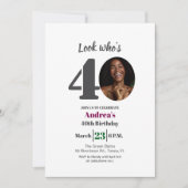 Look who's 40! Birthday Party Photo Kaart (Voorkant)