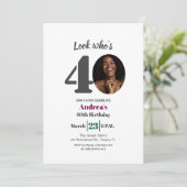 Look who's 40! Birthday Party Photo Kaart (Staand voorkant)