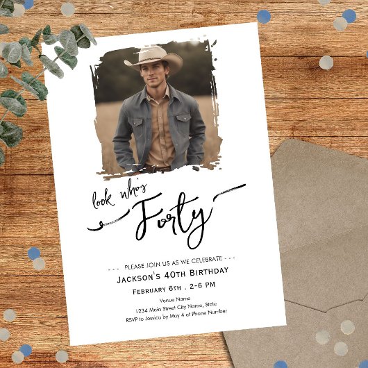 Look Who's 40 Minimal Photo Birthday Kaart