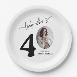 Look Who's 40! Modern Photo 40th Birthday Papieren Bordje