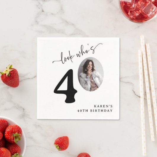 Look Who's 40! Modern Photo 40th Birthday Servet (Insitu)