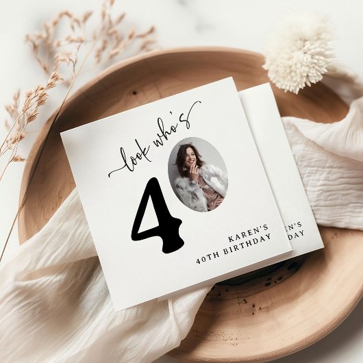 Look Who's 40! Modern Photo 40th Birthday Servet