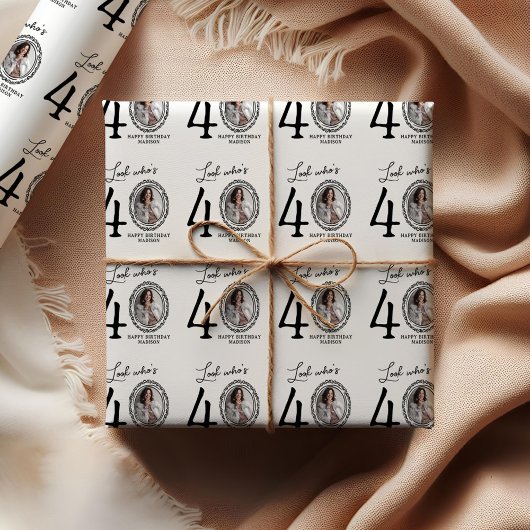 Look Who's 40! Photo Happy Birthday Inpakpapier Vel