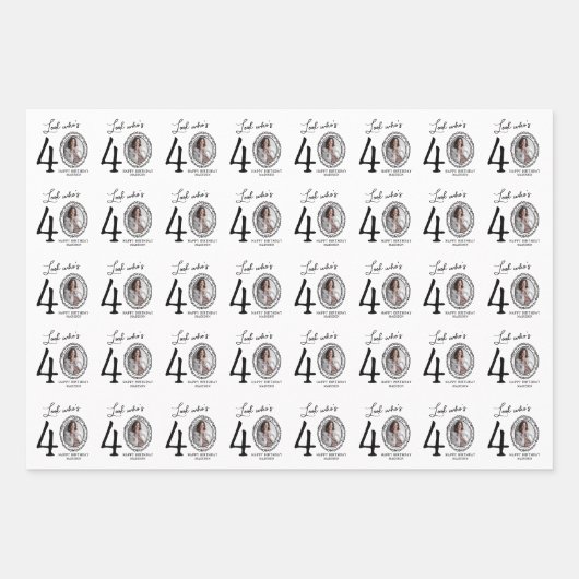 Look Who's 40! Photo Happy Birthday Inpakpapier Vel (Voorkant 3)