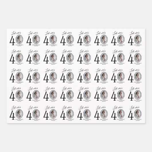 Look Who's 40! Photo Happy Birthday Inpakpapier Vel (Voorkant)