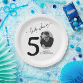 Look Who's 50! Modern Photo 50th Birthday Papieren Bordje (Feest)
