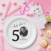Look Who's 50! Modern Photo 50th Birthday Papieren Bordje (Feest)