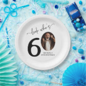 Look Who's 60! Modern Photo 60th Birthday Papieren Bordje (Feest)