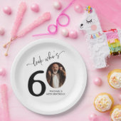 Look Who's 60! Modern Photo 60th Birthday Papieren Bordje (Feest)