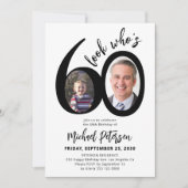 Look who's 60 modern photo 60th birthday party kaart (Voorkant)