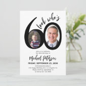 Look who's 60 modern photo 60th birthday party kaart (Staand voorkant)