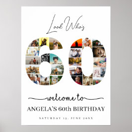 look who's 60 years old birthday photo collage poster