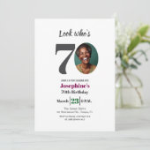 Look who's 70! Birthday Party Photo Kaart (Staand voorkant)