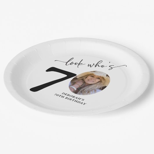 Look Who's 70! Modern Photo 70th Birthday Papieren Bordje (Gekanteld)