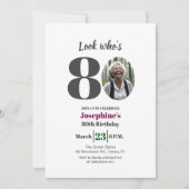 Look who's 80! Birthday Party Photo Kaart (Voorkant)