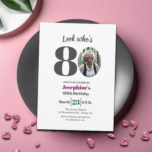 Look who's 80! Birthday Party Photo Kaart