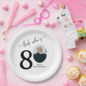 Look Who's 80! Modern Photo 80th Birthday Papieren Bordje (Feest)