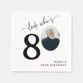 Look Who's 80! Modern Photo 80th Birthday Servet (Voorkant)