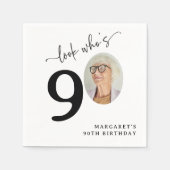 Look Who's 90! Modern Photo 90th Birthday Servet (Voorkant)