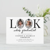 Look Whos Graduated Joint Graduation Party Kaart (Staand voorkant)