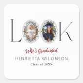 Look Who's Graduated Photo Frame Graduation  Vierkante Sticker (Voorkant)