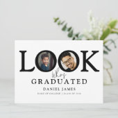 Look Who's Graduated Photo Graduation Party Aankondiging (Staand voorkant)