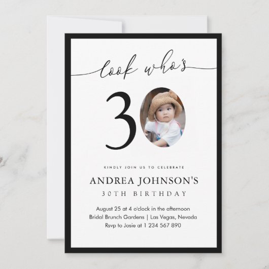 Look Who's Thirty 30th Birthday Childhood Photo Kaart (Voorkant)