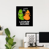 Lookin Gourd Funny Veggie Pun Dark BG Poster (Thuiskantoor)