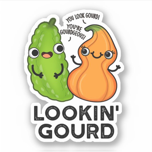 Lookin Gourd Funny Veggie Pun Sticker (Voorkant)