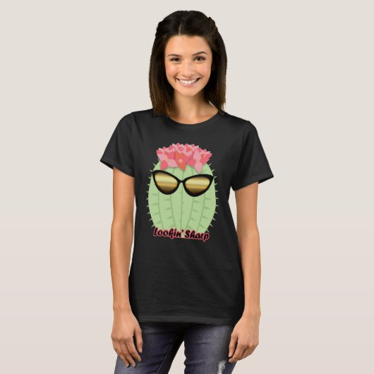 Lookin' Sharp Blooming Cactus with Sunglasses T-shirt (Voorkant volledig)