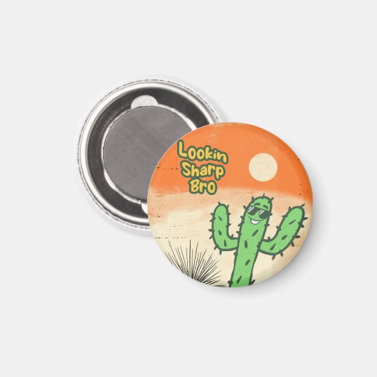 Lookin Sharp Bro Retro  Desert Vibes Cactus Magneet (Voorkant / Achterkant)