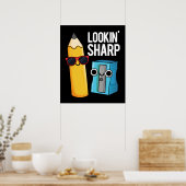 Lookin Sharp Funny Pencil Pun Dark BG Poster (Keuken)