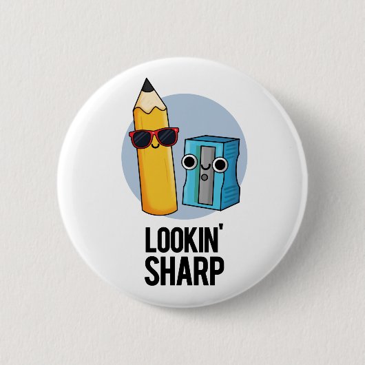 Lookin Sharp Funny Pencil Ronde Button 5,7 Cm (Voorkant)