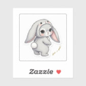 Looking Back Bunny - Adorable Fluffy Rabbit Kawaii Sticker (Vel)