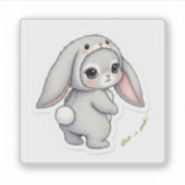 Looking Back Bunny - Adorable Fluffy Rabbit Kawaii Sticker (Voorkant)