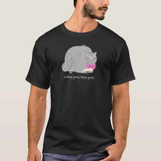 Looking Good Feline Good Pun Cat T-shirt (Voorkant)