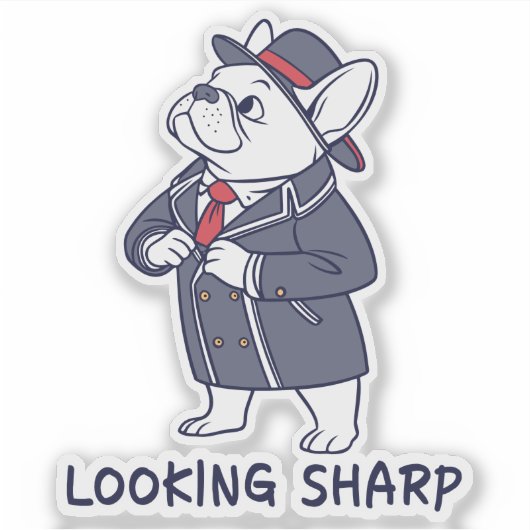 Looking Sharp Dapper French Bulldog Funny Laptop S Sticker (Voorkant)