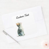 Looking Up Cat -2 | Personalized Custom Text Vierkante Sticker (Envelop)