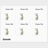 Looking Up Cat -3 | Personalized Custom Text Vierkante Sticker (Vel)