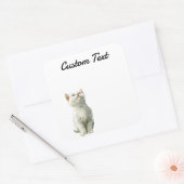 Looking Up Cat -3 | Personalized Custom Text Vierkante Sticker (Envelop)