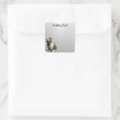 Looking Up Cat -5 | Personalized Custom Text Vierkante Sticker (Tas)