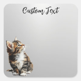 Looking Up Cat -5 | Personalized Custom Text Vierkante Sticker